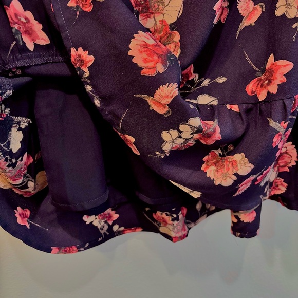 Skies Are Blue Floral Midi Dress• Navy and Red l Sz. M - Picture 10 of 12